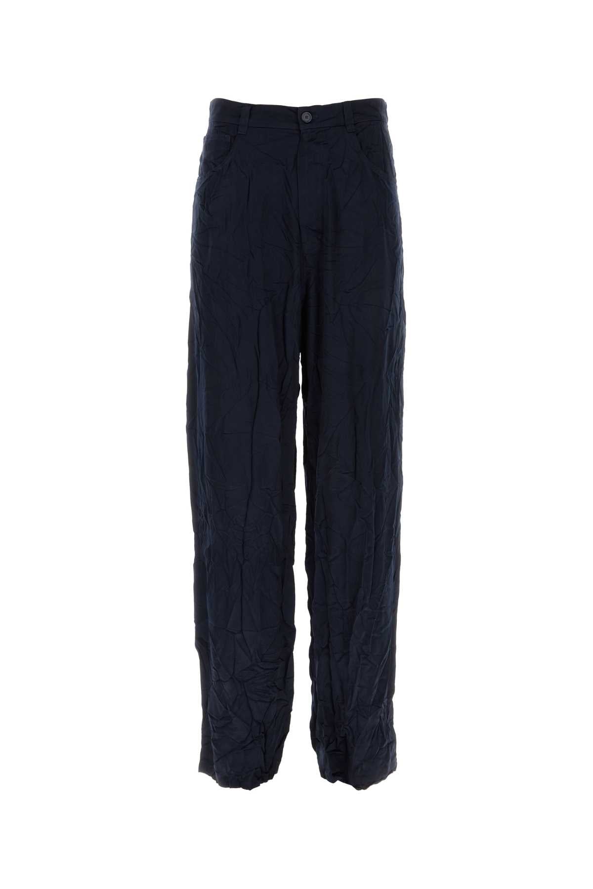 Balenciaga Men Dark Bue Satin 5 Pocket Pant