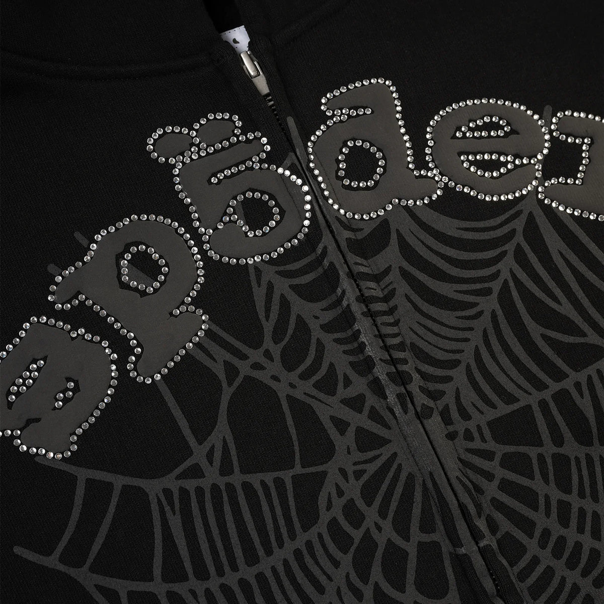 Sp5der OG WEB V2 RHINESTONE ZIP UP Black