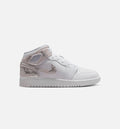 Air Jordan 1 Mid SE Grade School Lifestyle Shoe - WhiteField Silver