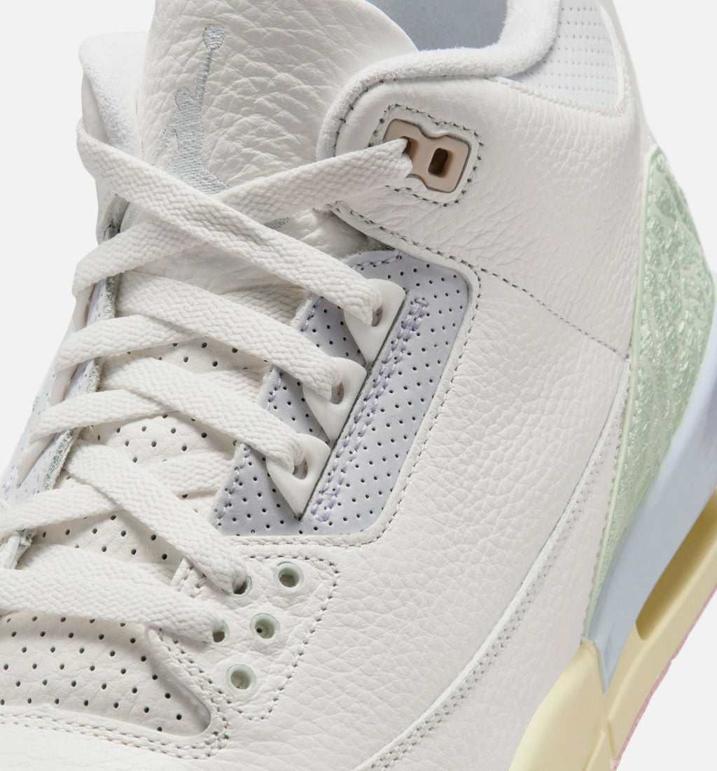 Air Jordan 3 Retro Sail and Jade Aura Men's Sneakers - Sail / Jade Aura / Aura / Iced Carmine