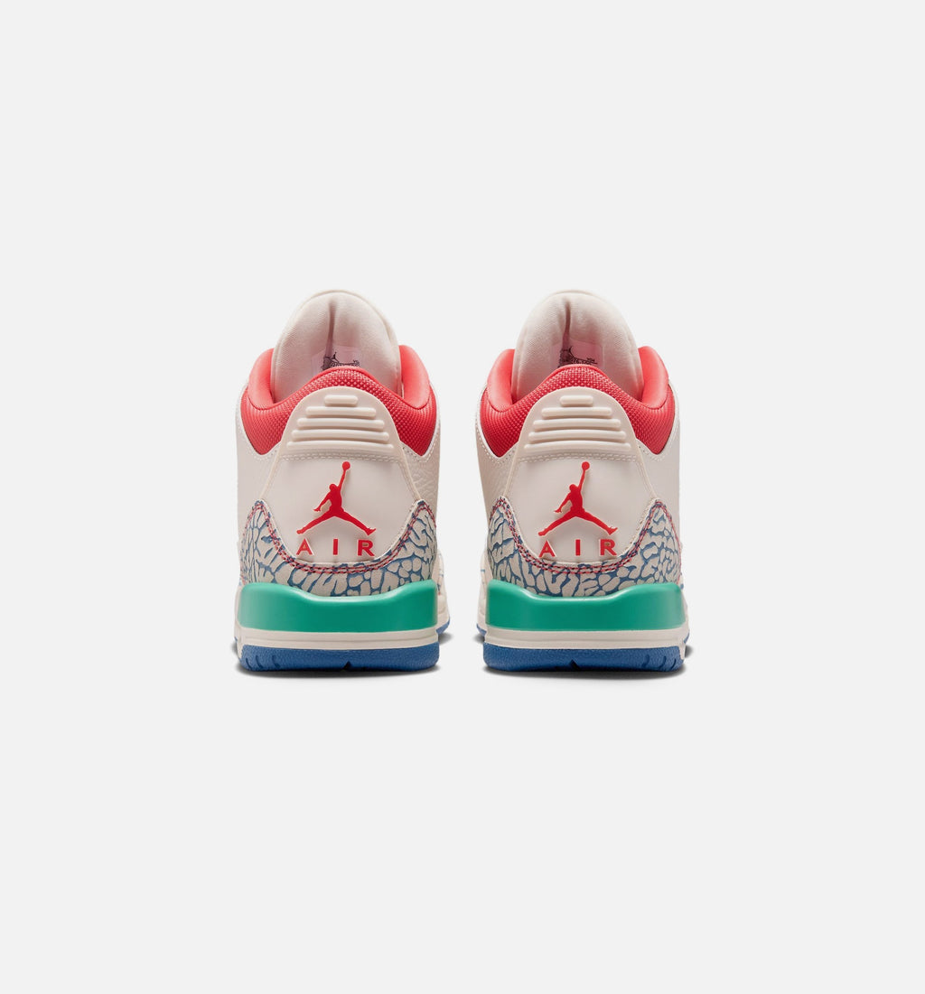 Air Jordan 3 Retro Play Your Way Grade School Shoe - Chalk/Track Red/True Blue/Kinetic Green