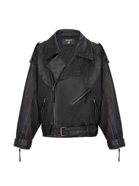 Balmain lambskin leather biker jacket
