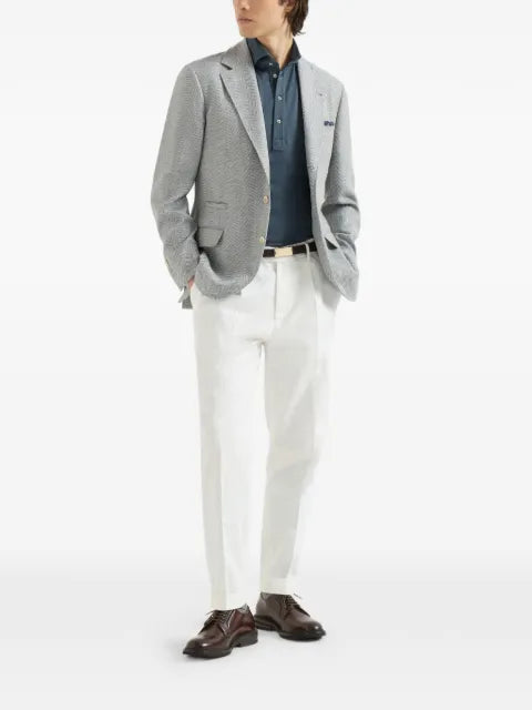 Brunello Cucinelli Wool, alpaca and silk chevron deconstructed blazer
