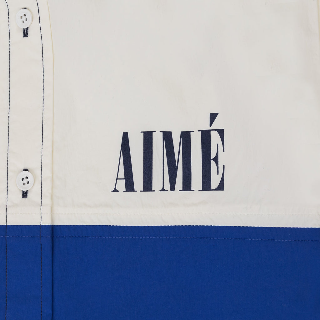 Blue Colorblock Logo Shirt