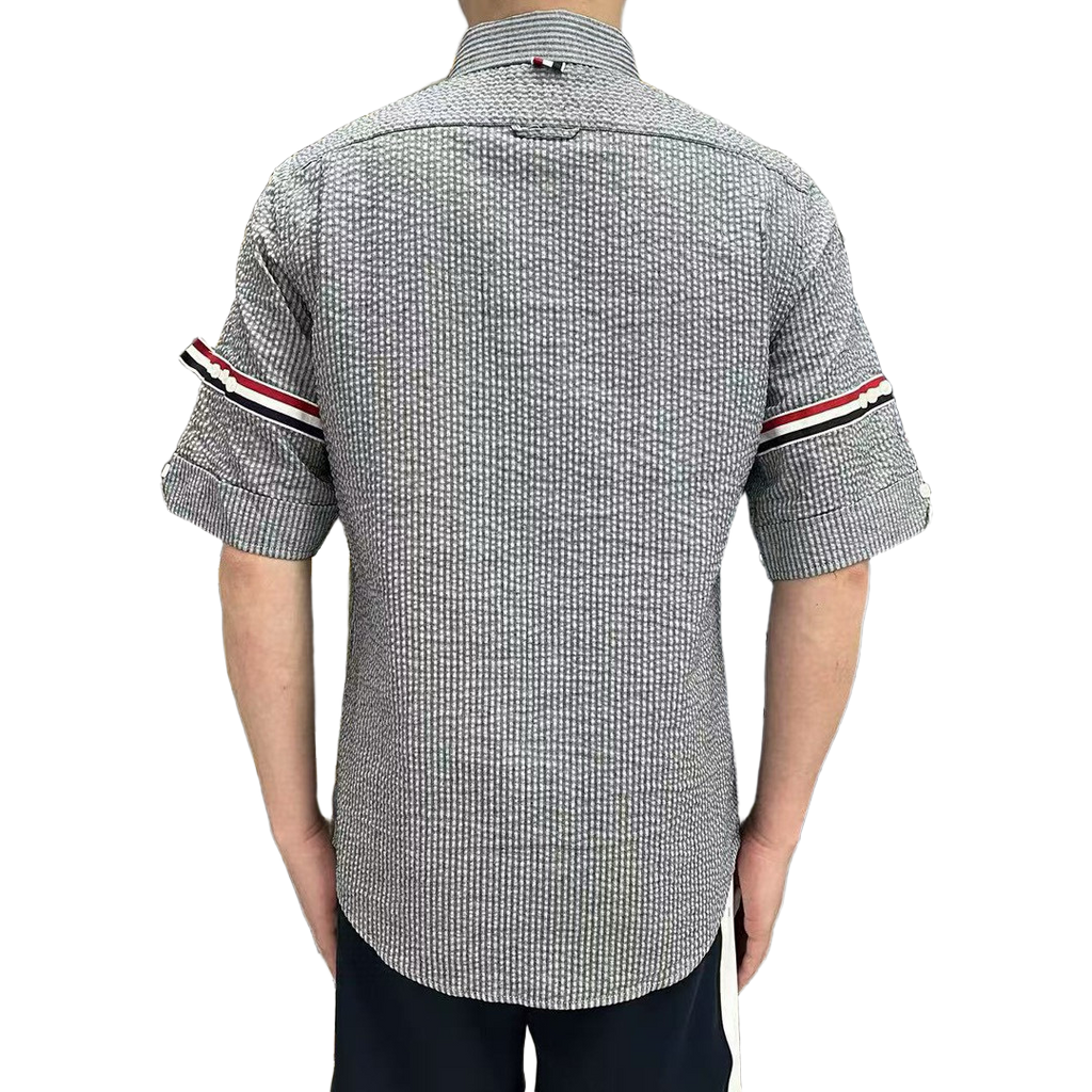 Men's Seersucker Oxford Shirt - Premium Cotton Button Front Dress Shirt | Thom Browne