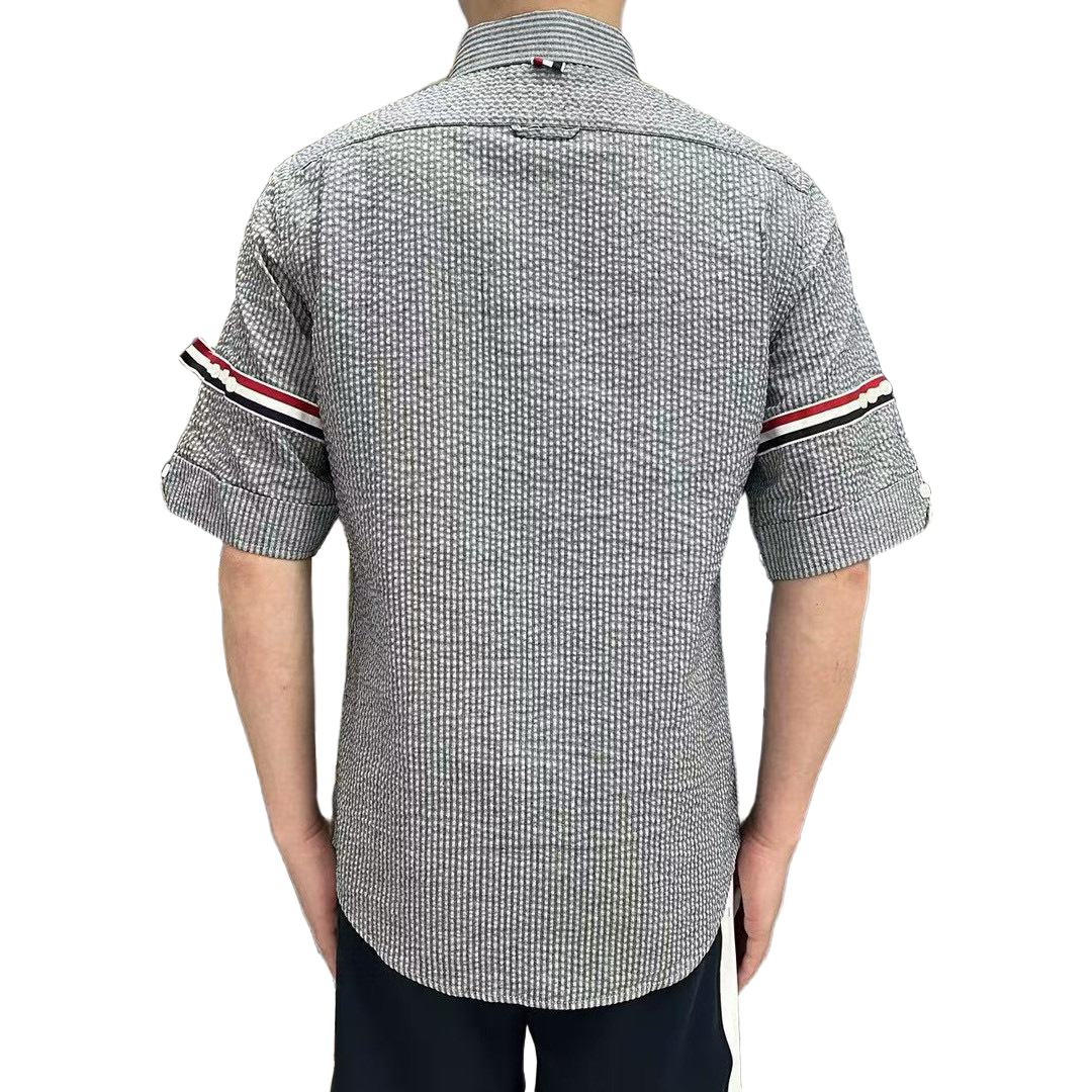 Men's Seersucker Oxford Shirt - Premium Cotton Button Front Dress Shirt | Thom Browne
