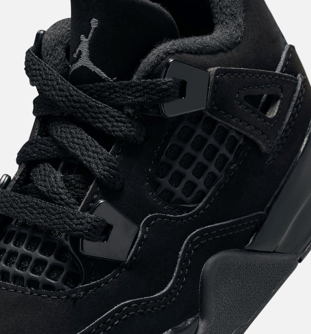 Air Jordan 4 Retro Black Cat – Infant/Toddler Lifestyle Shoe in Black/Black/Light Graphite