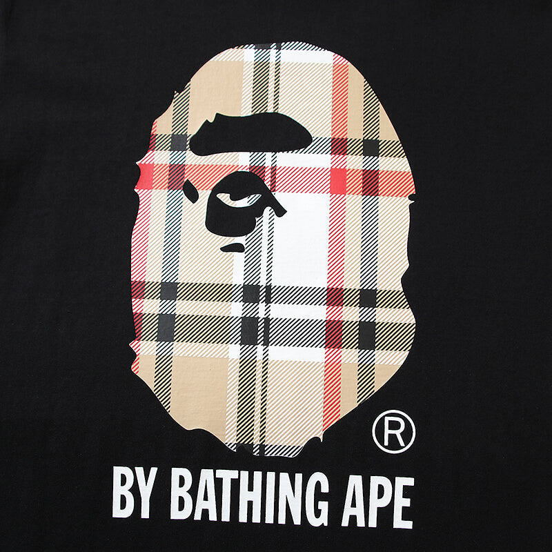 BAPE Plaid Ape Head Men's Graphic T-Shirt - Black