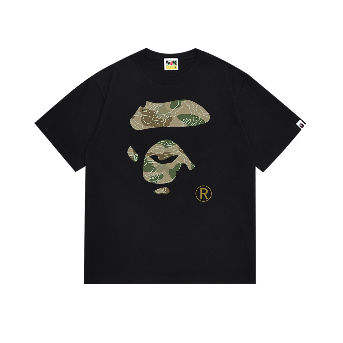 Bape Multi‑Camo Ape Head Graphic Oversized Tee Streetwear Unisex