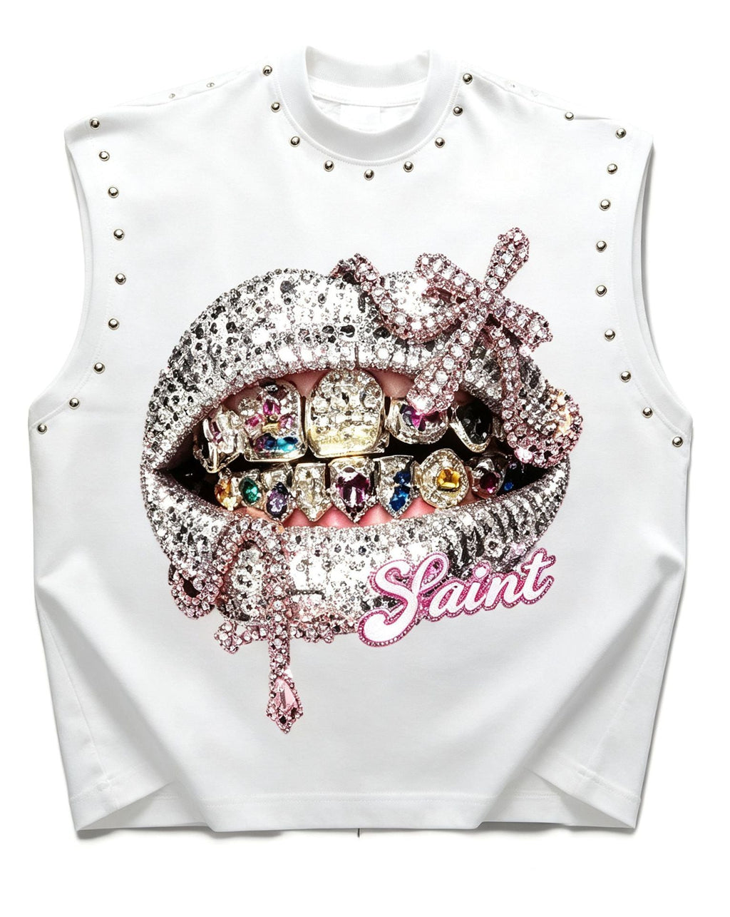 Vintage Retro Graphic Rivet Cut‑Off Sleeveless Tank Top Multi‑Style
