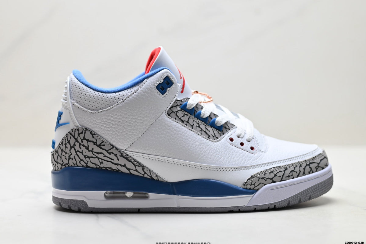 Air Jordan 3 Retro White Royal Blue Cement Sneakers