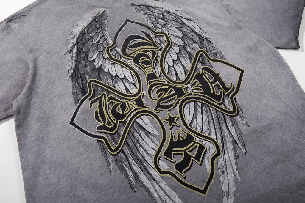 MAJESTIK Winged Cross Graphic T-Shirt