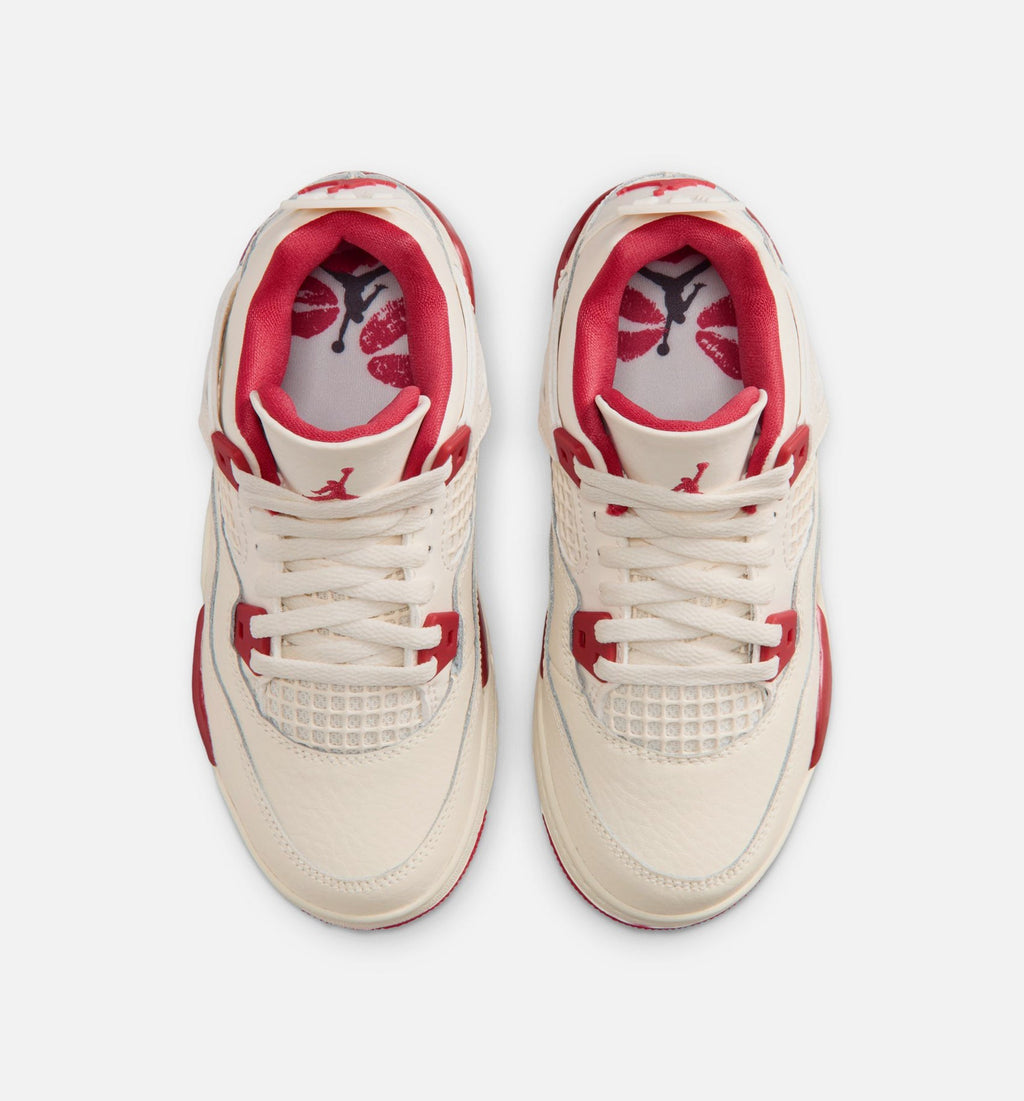 Air Jordan 4 Retro Valentine's Day | Preschool Lifestyle Shoe | Light Ivory/Canyon Rust/Siren Red