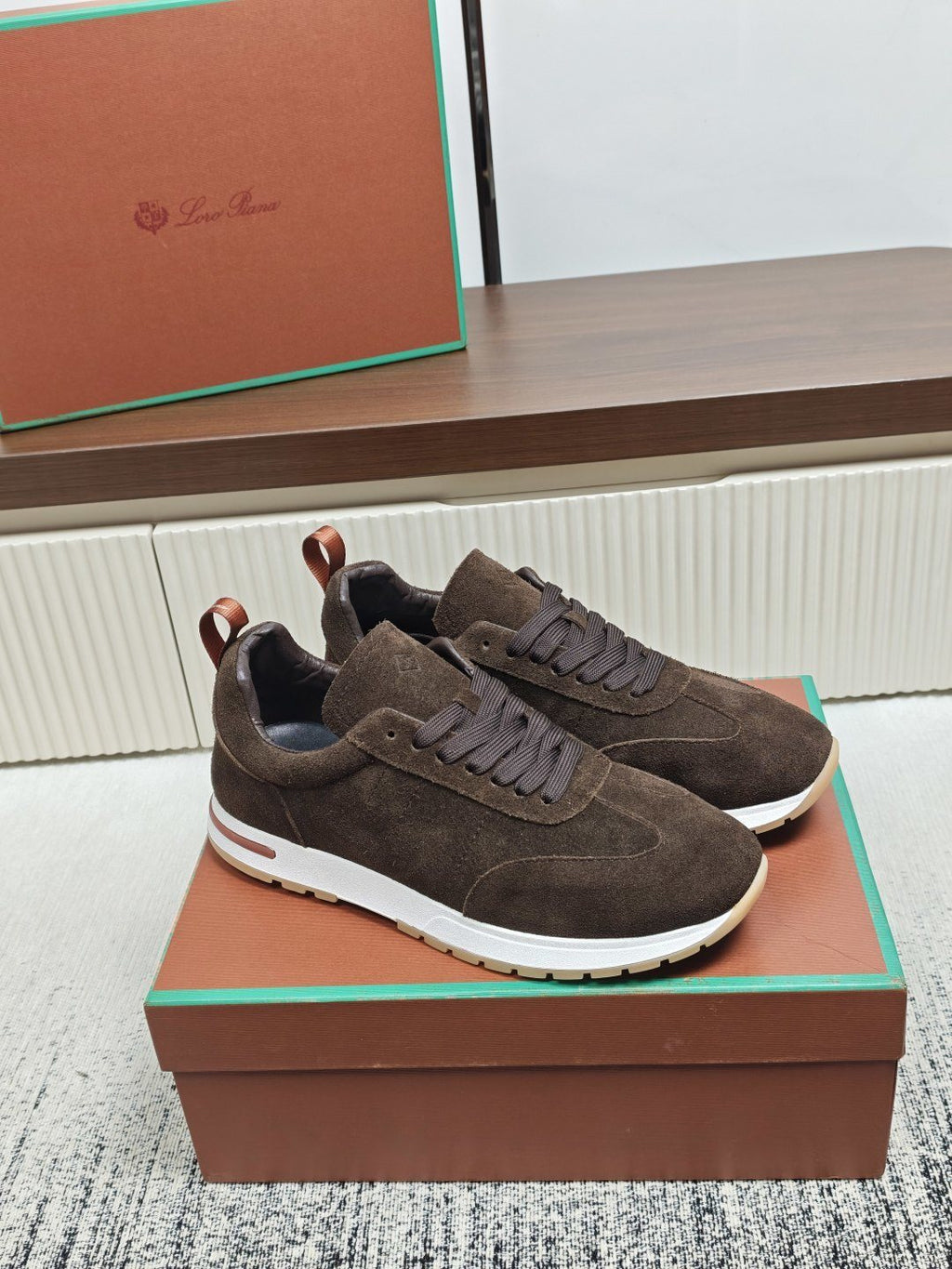 Dark Brown Low-Top Lace-Up Sneakers