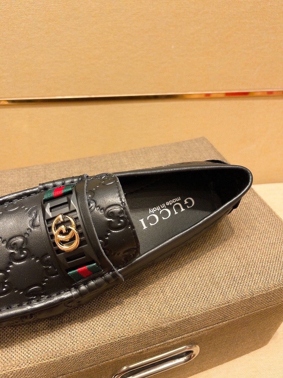 Gucci Black Embossed Loafers