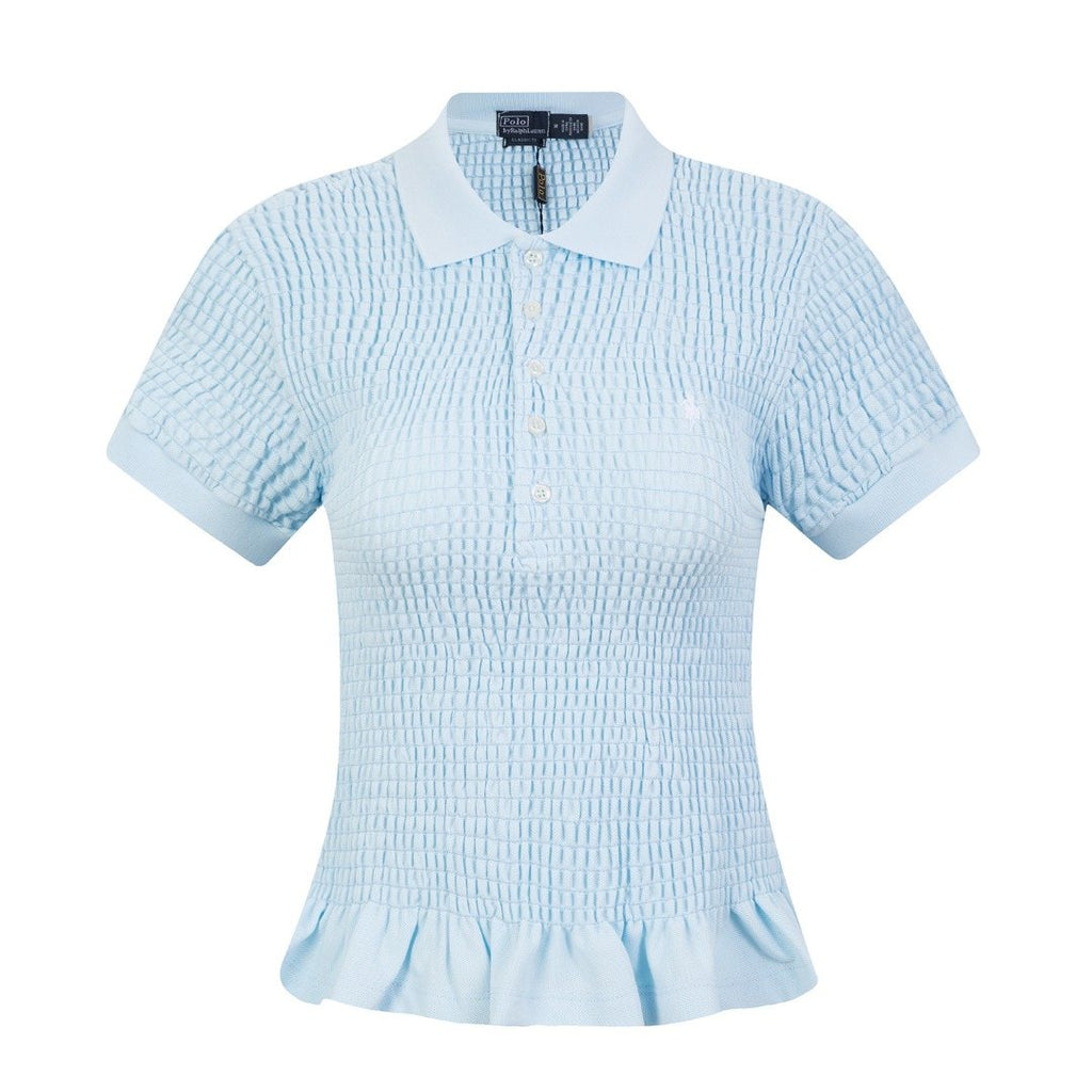 Ralph Lauren Ruffled-Hem Piqué Polo Top