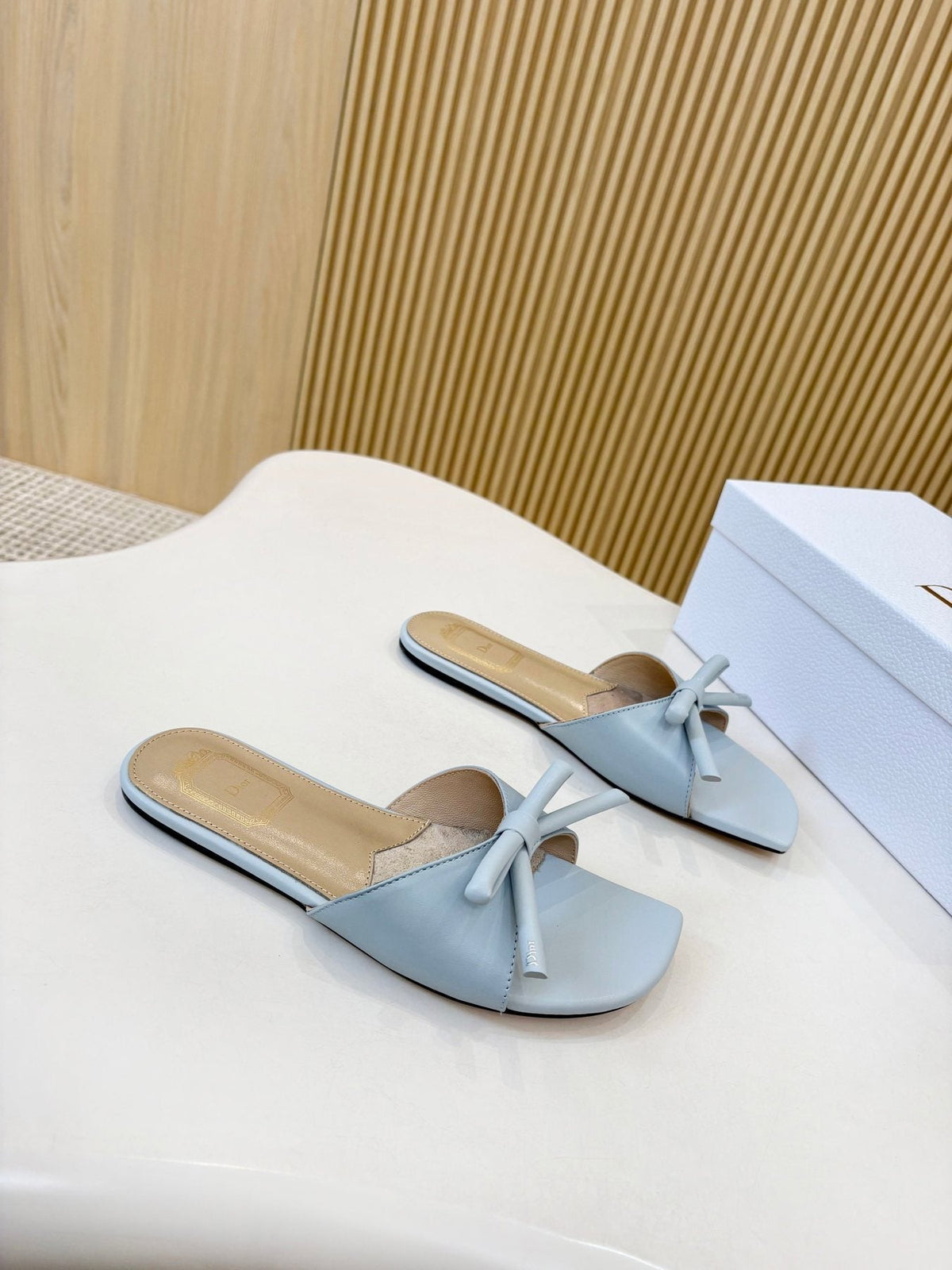Dior Bow-Detail Slide Sandals