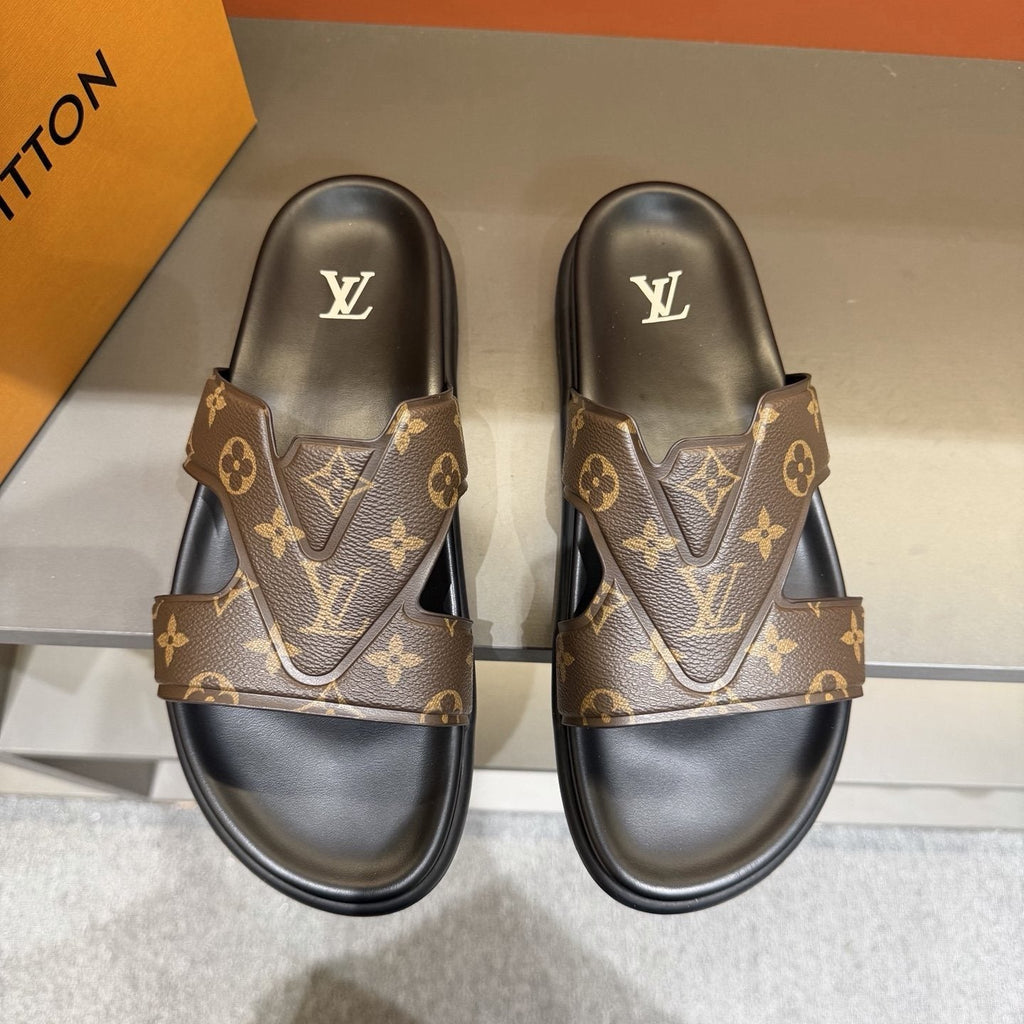 Louis Vuitton Monogram Cross-Strap Slide Sandals - Open Toe