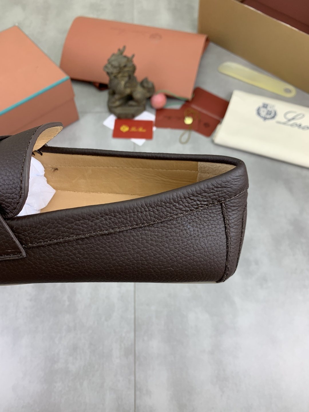Loro Piana Dark Brown Metal-Bit Loafers