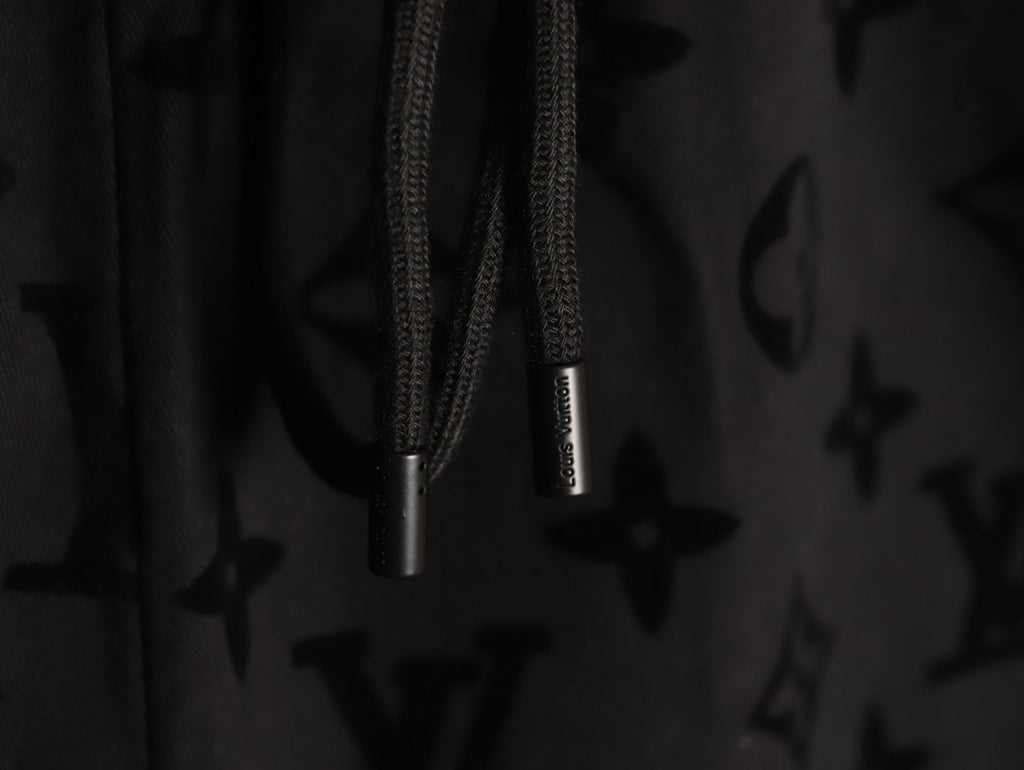 Louis Vuitton Tonal Monogram-Style Drawstring Shorts - Black